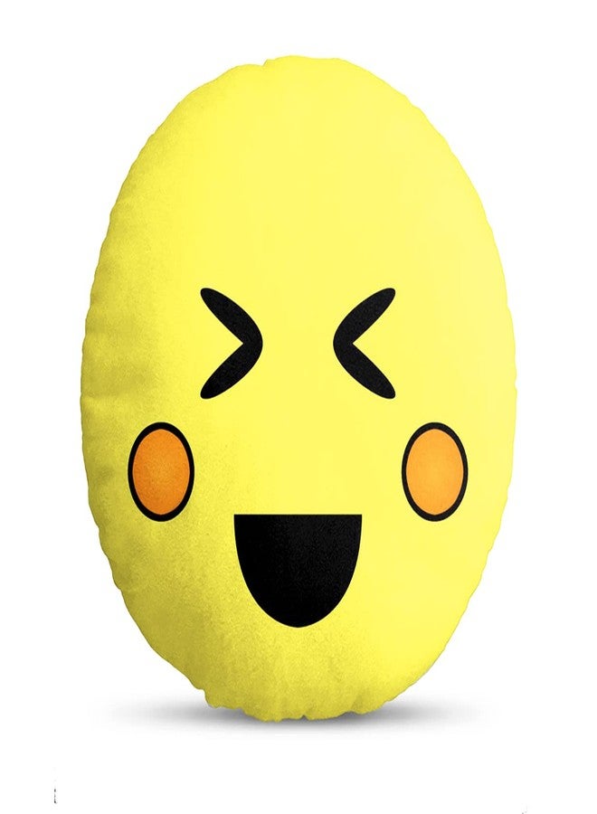 DREAMVIO Velvet Round Shape Fabric Printed Soft Plush Filled Cushions/Pillow - 11X11 Inch, Smiley 17 (Yellow) - Image 1